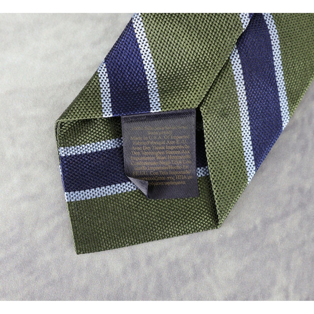 Brooks Brothers Red Fleece Tie Green Navy Blue Repp Weave Stripe Tie 100% Silk - Picture 9 of 10